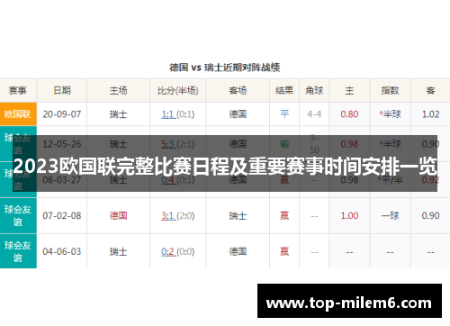 2023欧国联完整比赛日程及重要赛事时间安排一览